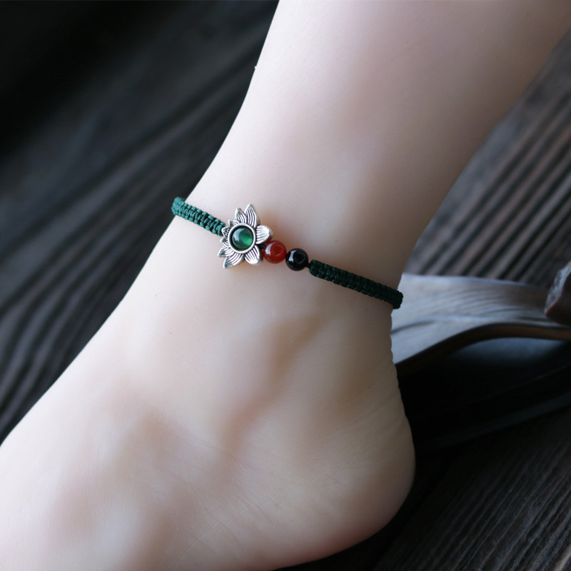 2017新款脚链本命年简约复古个性编织足链男女款 脚链女红绳-阿里巴巴