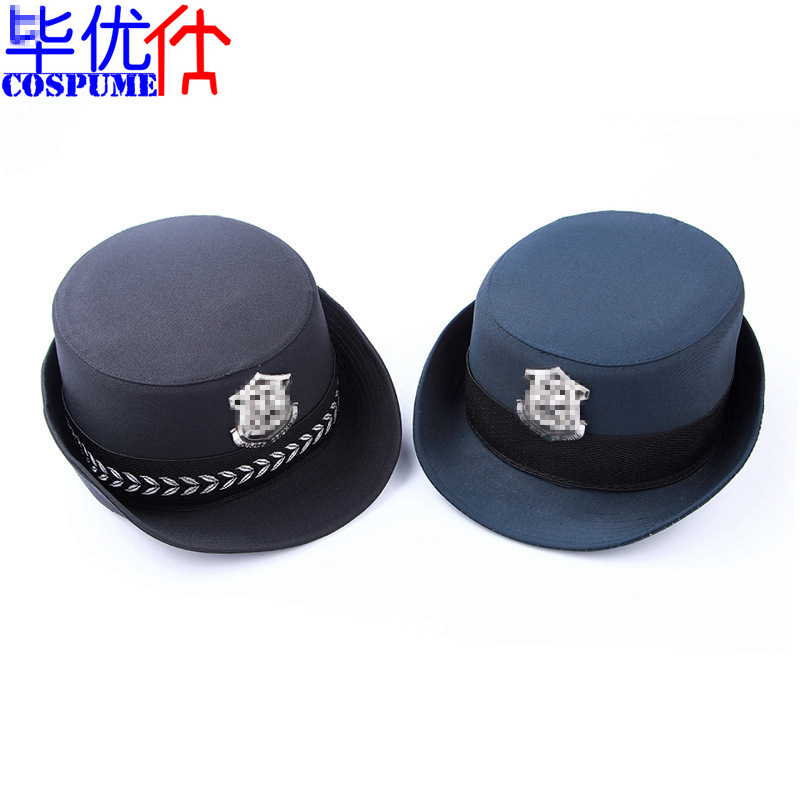 新式女款保安卷檐帽女式保安卷沿帽子保安执勤帽子老式女士大檐帽