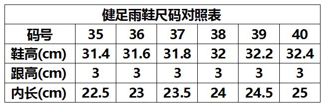 女雨鞋尺码表1