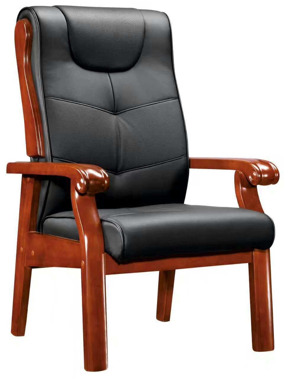 皇牌办公家具会议椅橡木皮椅接待实木椅麻将真皮椅厂家直销可定制
