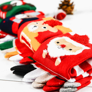 christmas socks爆款礼盒装圣诞男女士五指袜秋冬纯棉袜一件代发