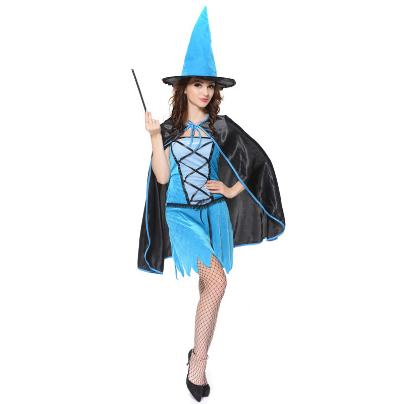 万圣节化妆舞会服装 cos成人魔法师服装 巫婆帽女巫服 女巫婆服