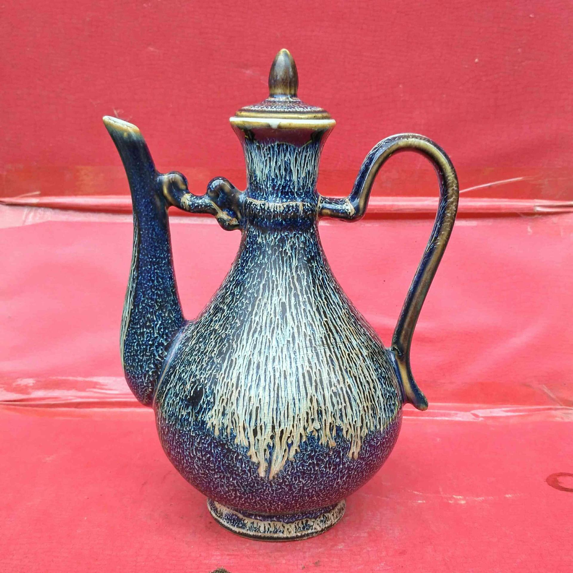 厂家批发窑变瓷酒壶 金钟壶 仿古做旧瓷器古玩家居收藏摆件