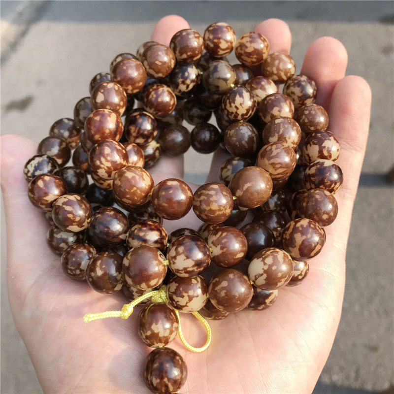 天然花菩提根批发虎斑菩提108颗佛珠文玩手串