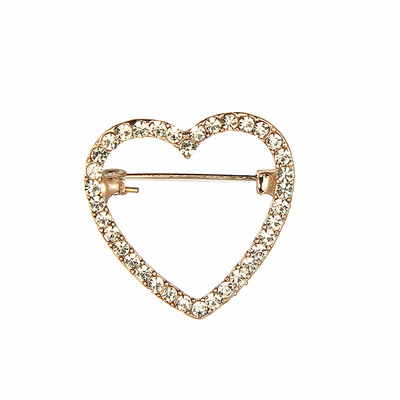 韩版创意镂空爱心胸针别针 时尚女式合金镶水钻领针胸针 衣饰批发