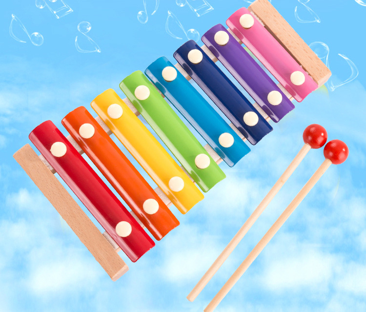工厂直销木制彩色手敲琴儿童早教益智手敲八音琴玩具早教儿童乐器