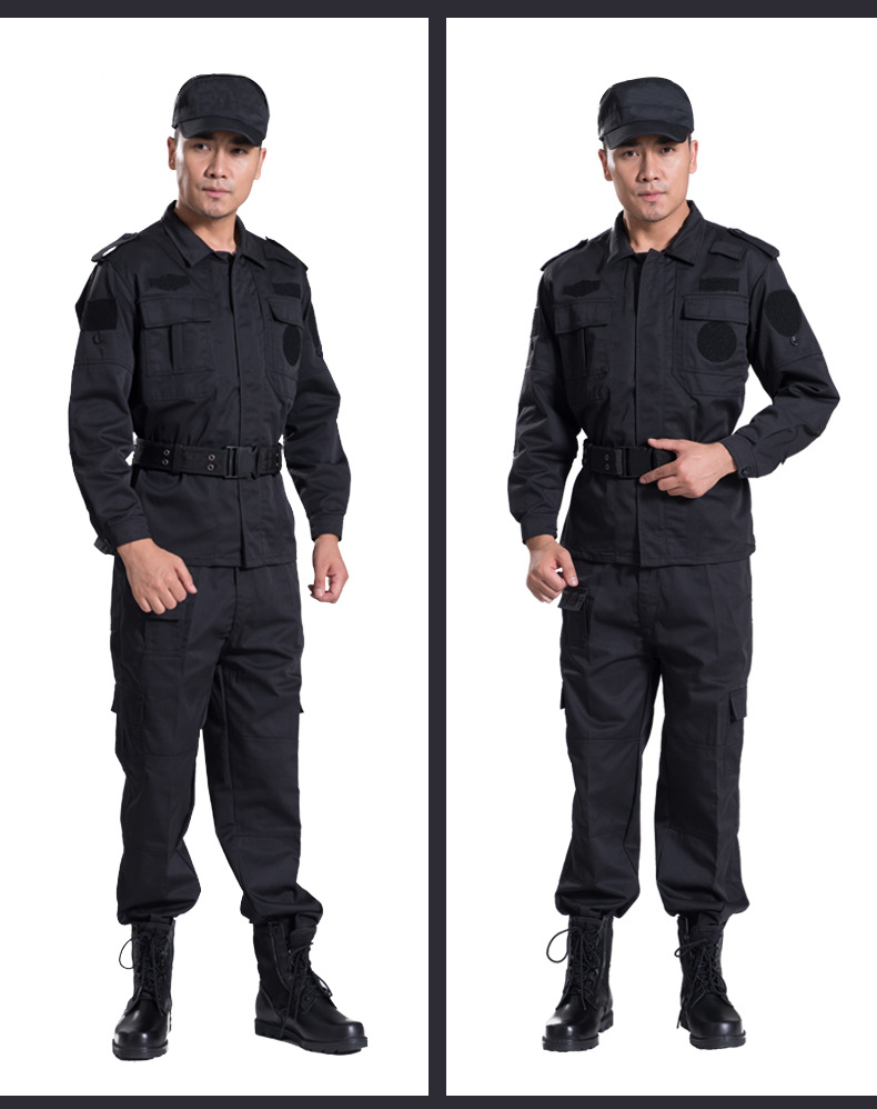 保安长袖作训服套装春秋季男士黑色保安春装制服工作服特训服定