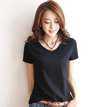 韩版短袖T恤女夏季新款修身棉体恤女纯色圆领上衣韩国百搭打底衫