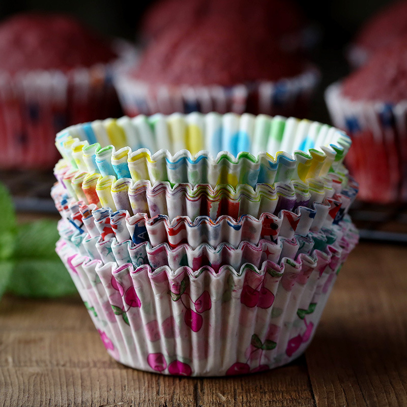 烤乐仕耐高温蛋糕托 中号蛋糕防油纸托 多花纹 独立装约100个