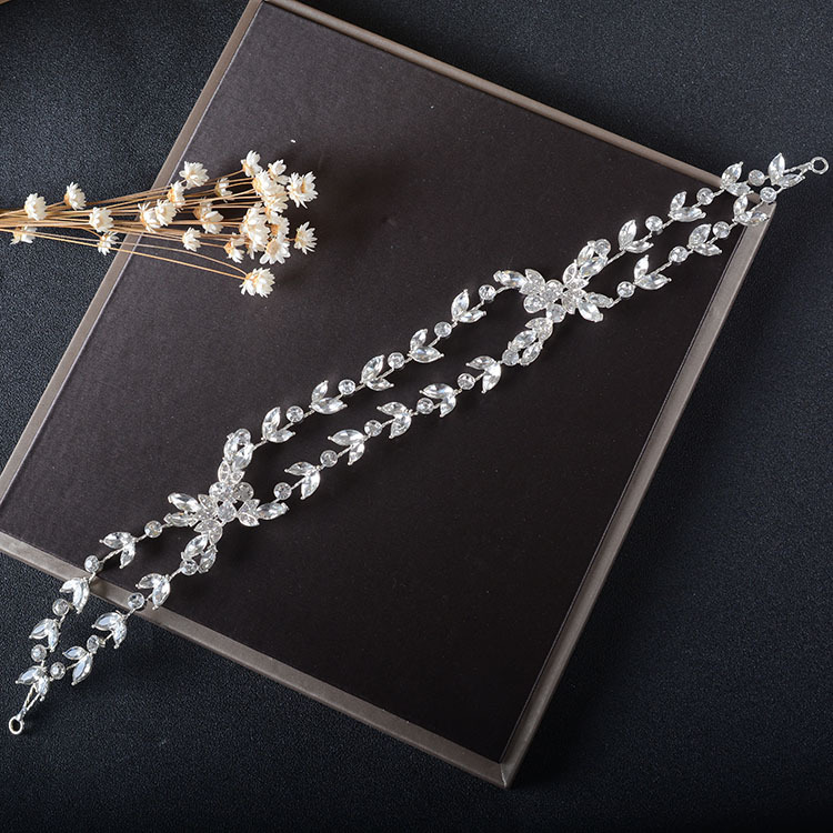 ts333新款双层新娘头饰柳叶形水晶婚礼皇冠甜美可爱婚纱摄影配饰