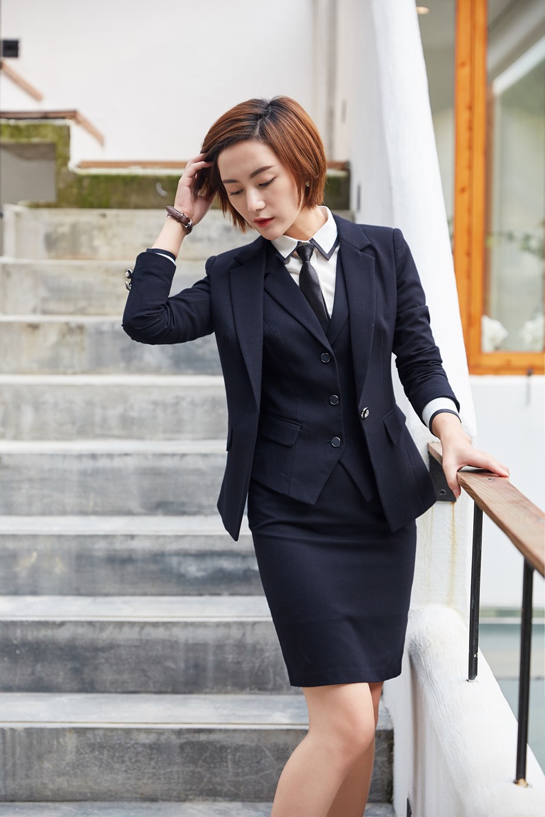 秋冬季新品职业装女套装套裤长袖时尚女士正装面试酒店经理工作服