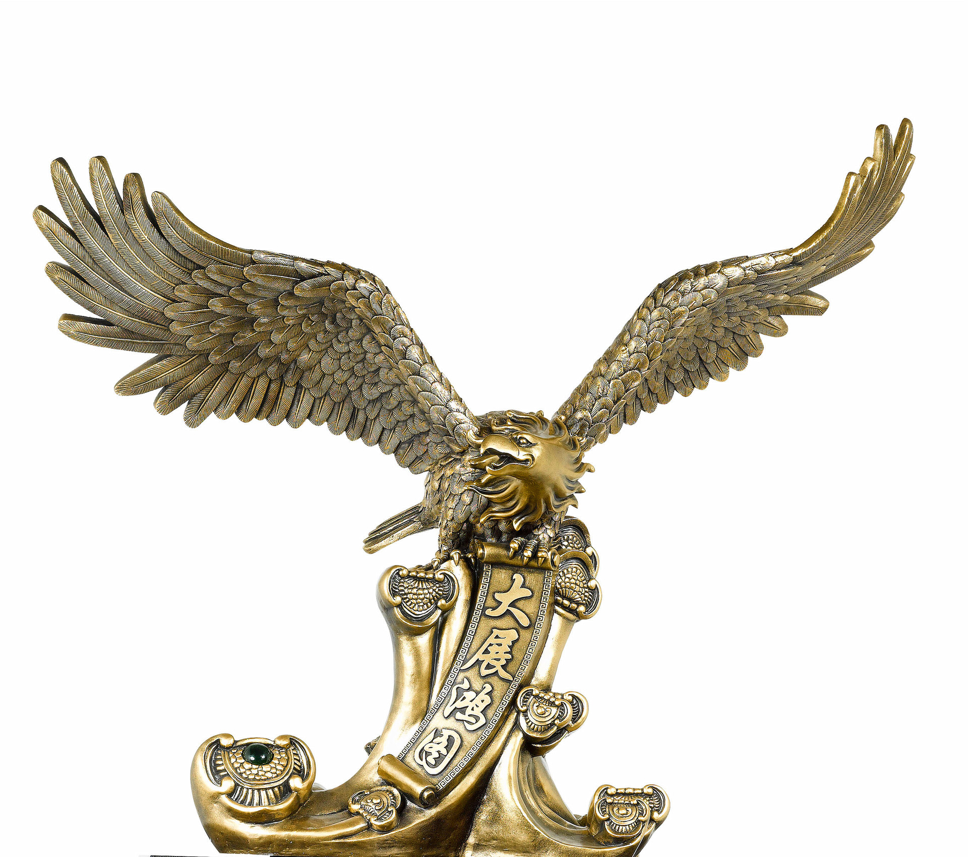 千艺坊落地雕塑开业庆典铜雕赢工艺礼品大展宏图老鹰摆件厂家定制