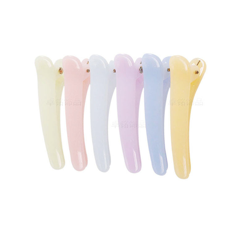 Zhuoming Japanese and Korean Style Solid Jelly Color Plastic Duckbill Clip Candy Color Tweezers Color Crocodile Hair Beauty Clip