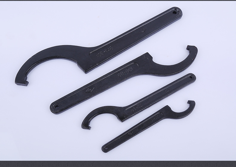 现货批发多功能勾型勾头扳手 多规格工业级圆螺母圆头月牙扳手