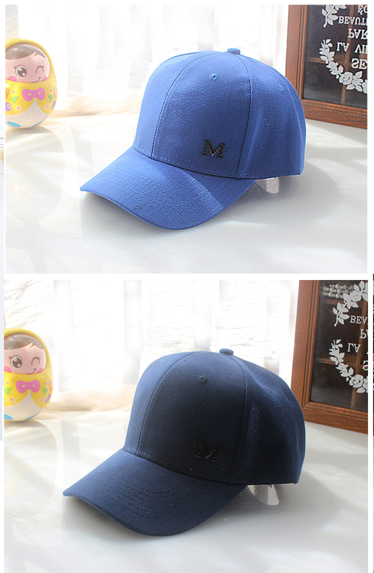 m标棒球帽字母弯沿棒球帽子春夏天光身鸭舌帽潮遮阳帽男女