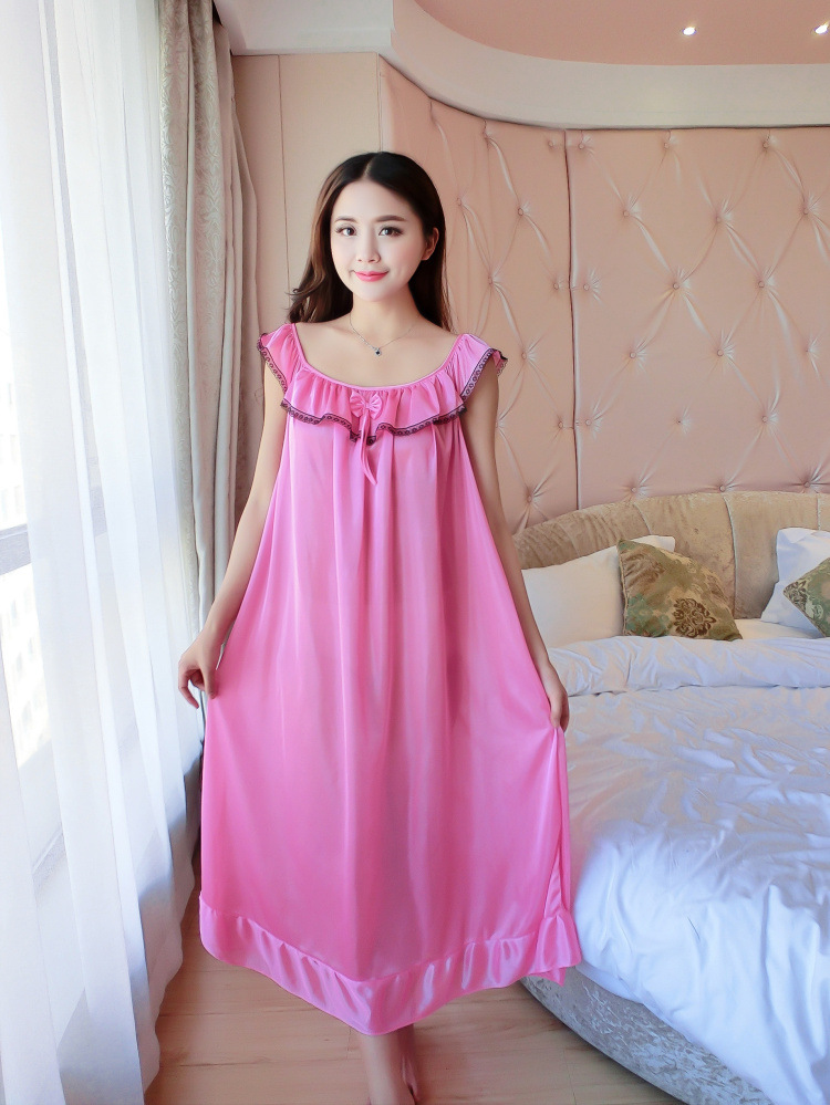 夏天吊带睡裙女式冰丝薄款丝绸宽松无袖胖mm睡衣女性感诱惑家居服