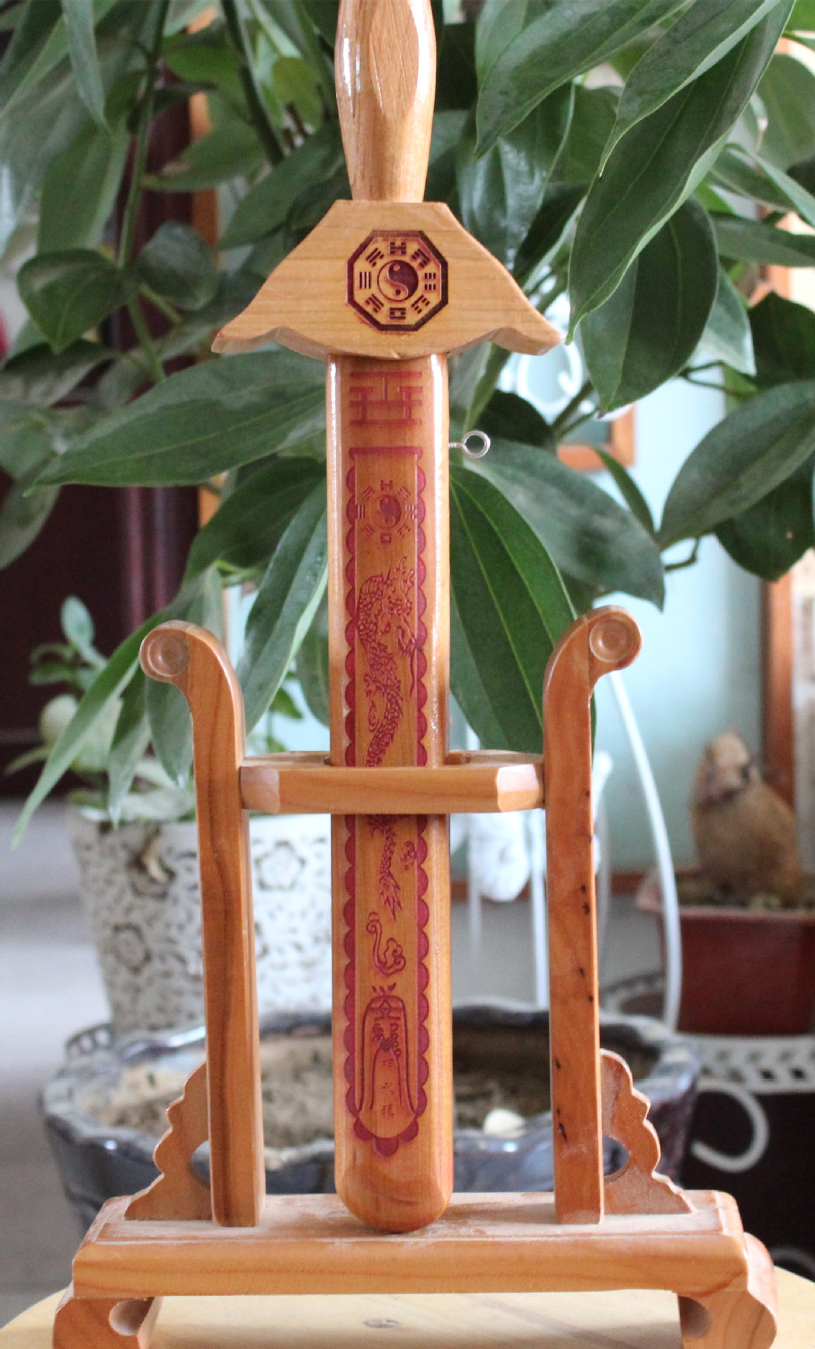 肥城桃木朱砂七星桃木剑儿童剑雕刻挂件随身工艺品