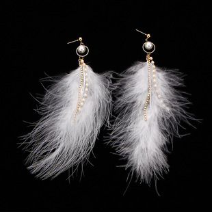 韩国羽毛流苏耳环