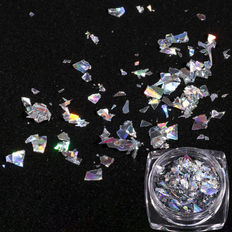 美甲新品 贝壳纸光疗装饰闪片亮片碎片玻璃彩片不规则玻璃片纸