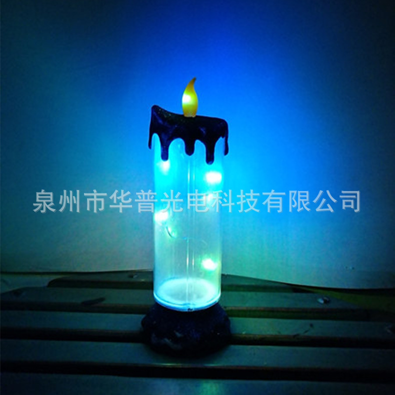 led七彩电子蜡烛 蓝色亮粉塑料蜡烛 圣诞婚礼节日装饰灯供应
