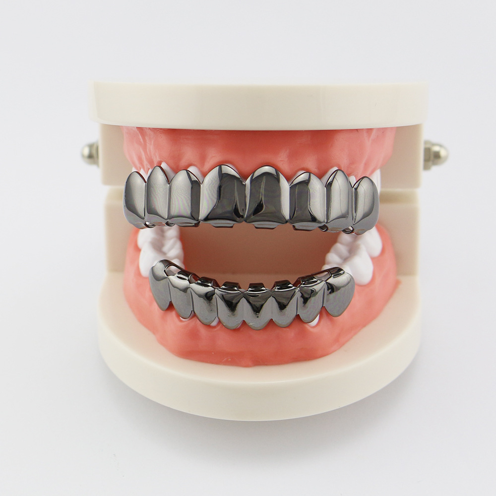 嘻哈人士装酷品 速卖通热销爆款嘻哈金牙套 八颗牙齿镀金牙套