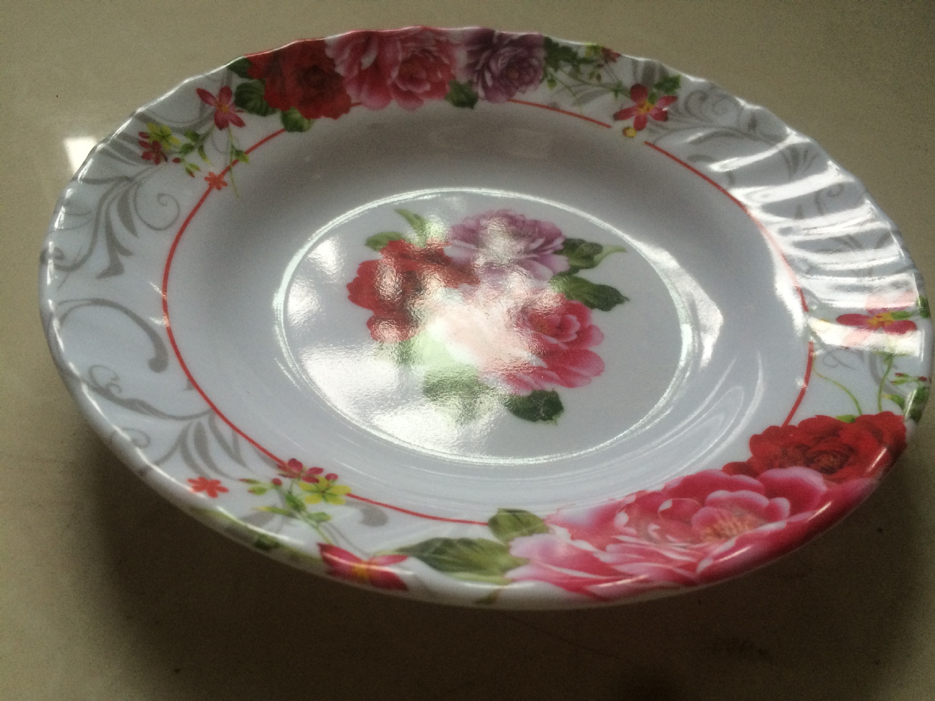 Exported to Syria 5 6 7 8 9 10-Inch Imitation Porcelain Plastic Printed Melamine Tableware Melamine Dish Corrugated Deep Dish