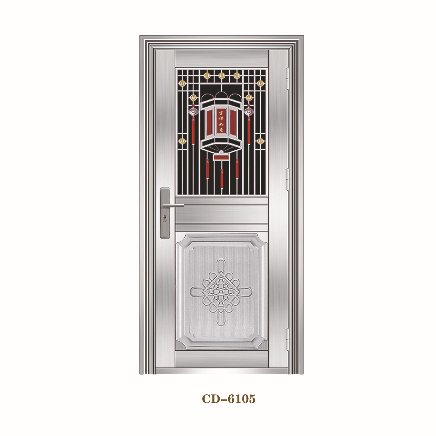 超盾门业 厂家定制304不锈钢单门 不锈钢半封玻璃网花门进户门