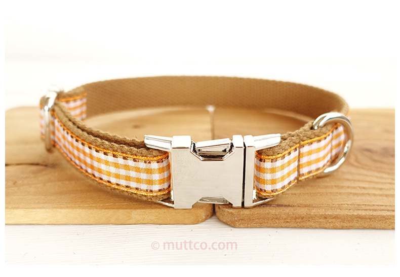 个性设计小号狗圈 外贸宠物狗圈 黄色格子宠物狗项圈批发