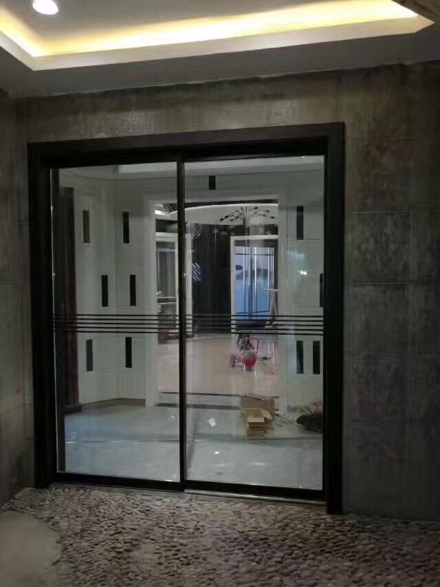 厂家直销黑色细边框窄框推拉门厨房客厅阳台移门钛合金北欧玻璃门