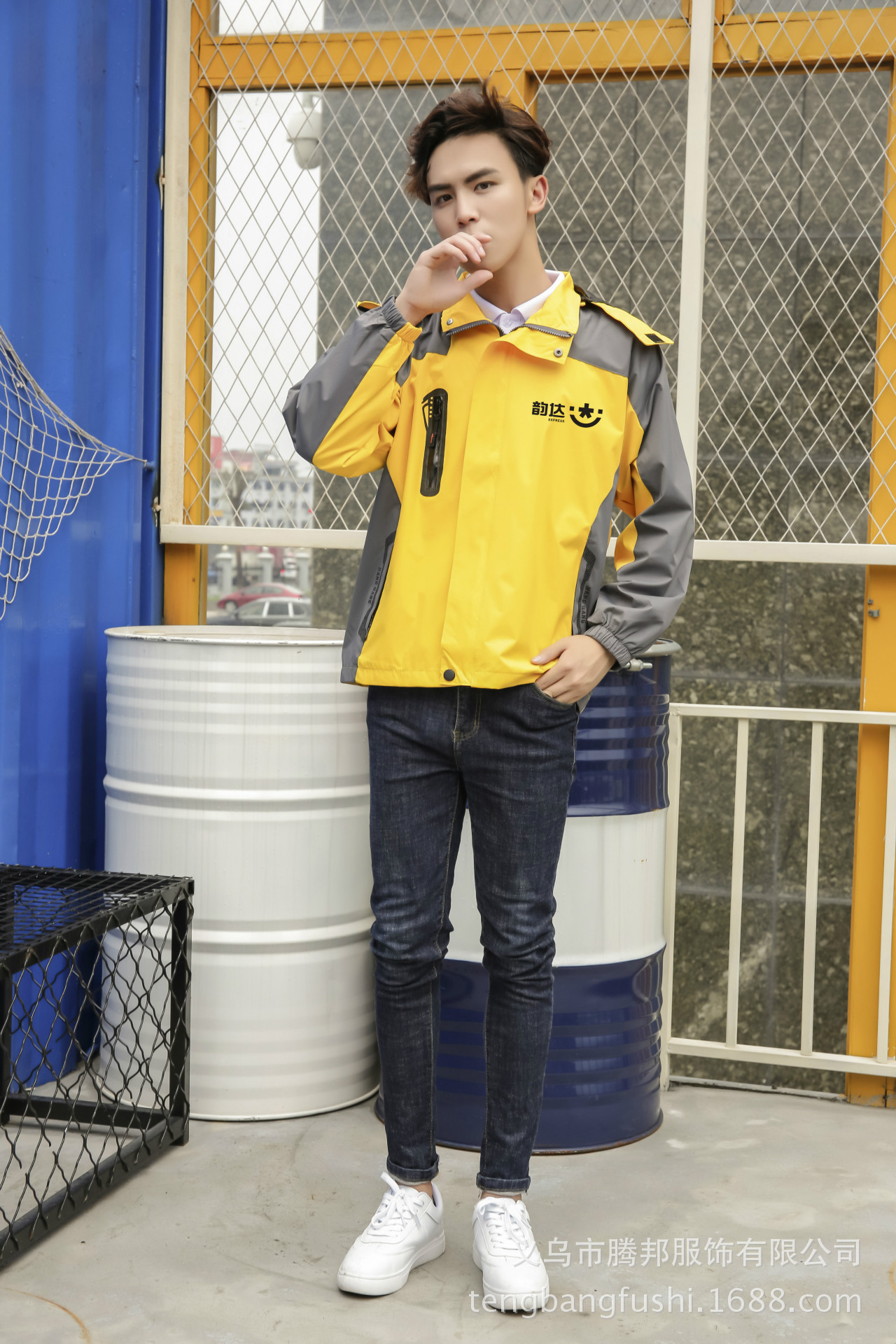 韵达快递冲锋衣定制t恤工作服百世圆通申通工装外套秋冬季 印logo