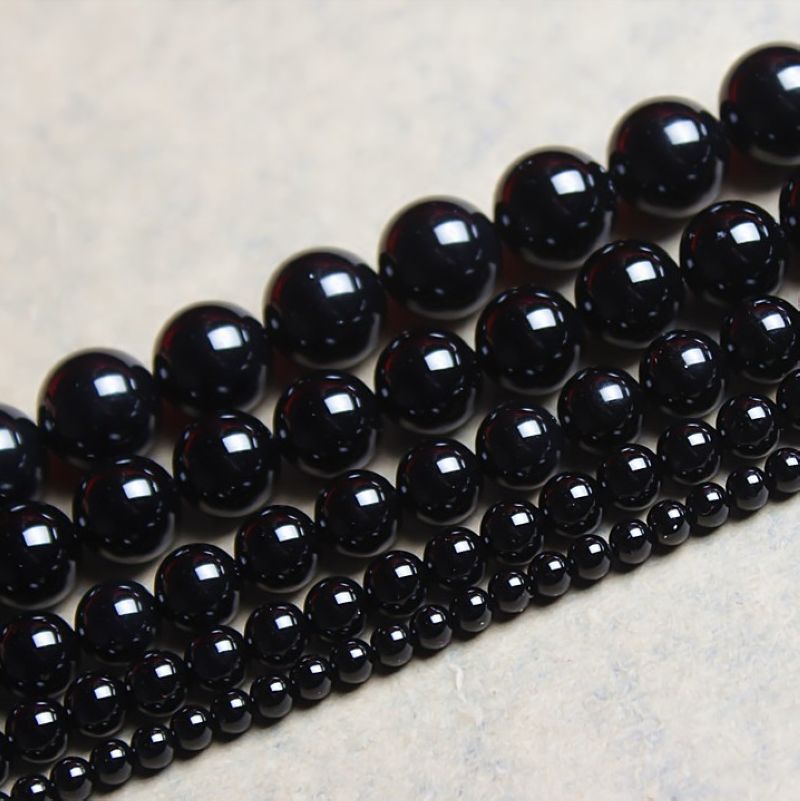 diy饰品配件 天然7a 黑玛瑙 散珠子半成品 厂家直销 批发黑 玛瑙