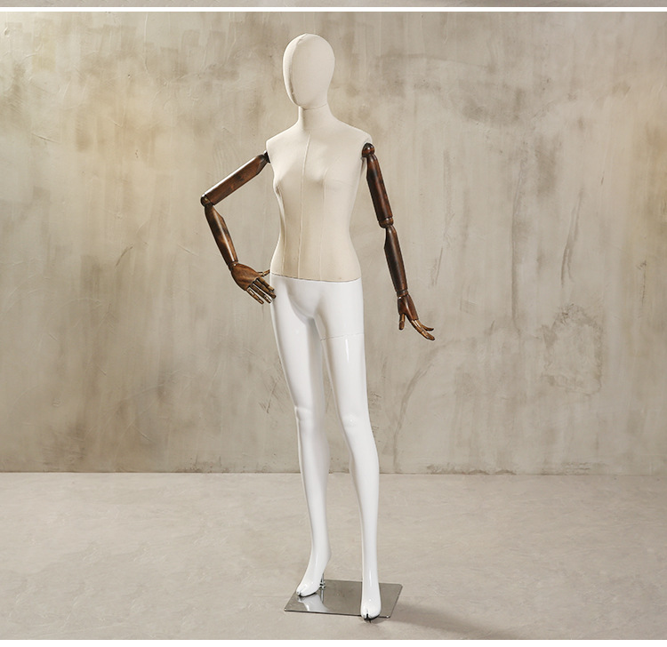 模特道具女假模特服装模特半身模特木手麻布头假人模特婚纱女模特