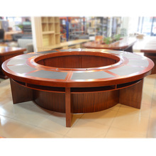 中式办公家具厂家贴木皮会议桌大型会议桌油漆会议桌圆桌H-01-A#