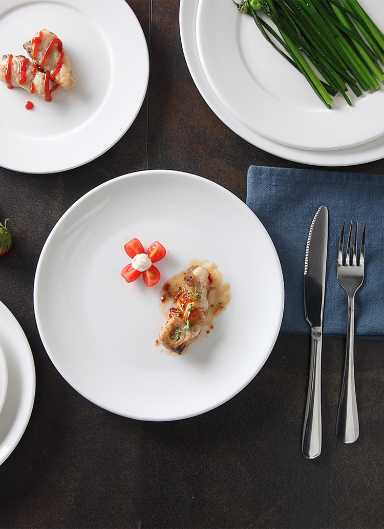 西餐牛排盘陶瓷创意纯白浅盘水果盘蛋糕甜品碟圆菜盘酒店餐具