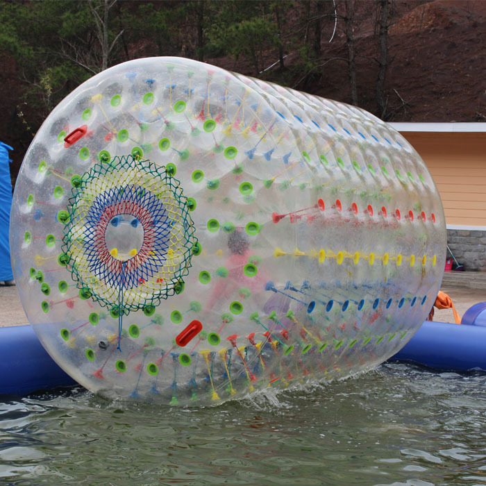 tpu定制三气室充气水上滚筒水上行走球水球雪地滚筒雪地球