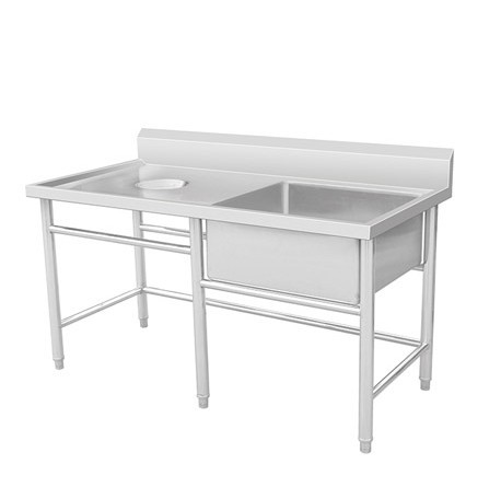 单星水池带收残台 商用不锈钢 水池带残污台 杀鱼台宰杀台可定做