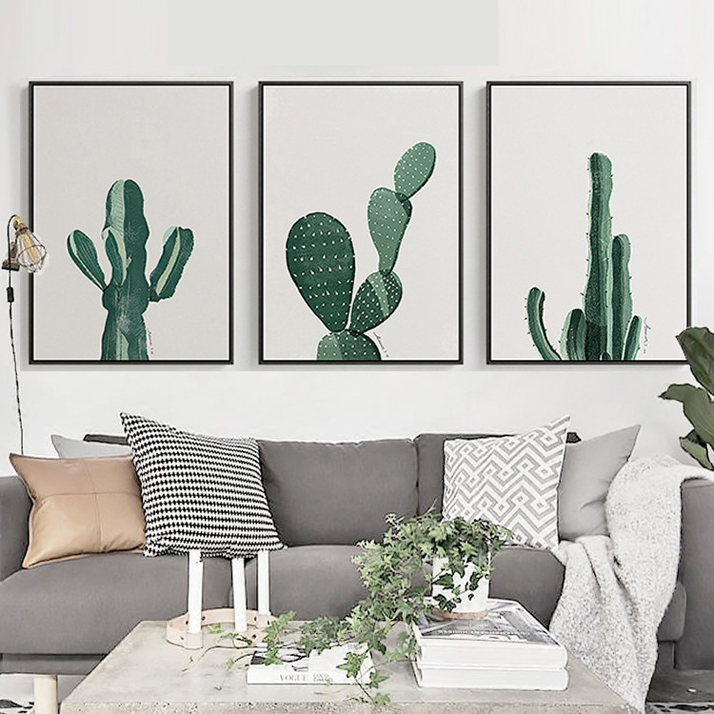 简约客厅装饰画 仙人掌别墅酒店会所挂画餐厅壁画