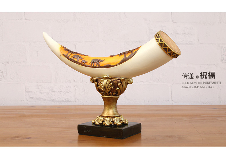 如果欧式象牙摆件客厅家居装饰品玄关书房酒柜 大象树脂工艺礼品