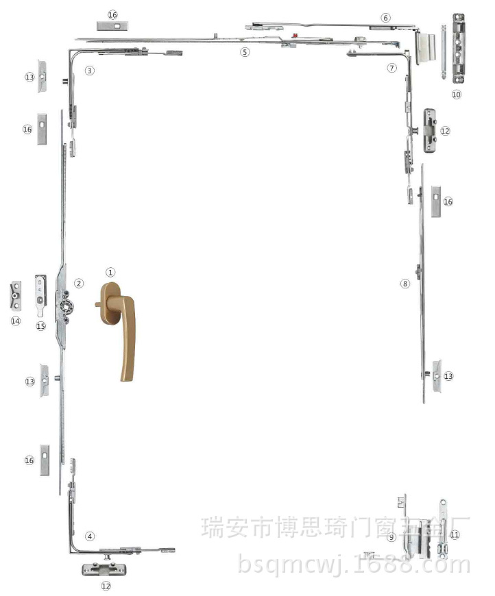 厂家供应断桥门窗配件 塑钢断桥铝内开内倒门窗五金配件 批发