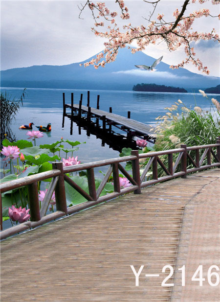 儿童影楼摄影背景布风景樱花海边宫殿背景儿童古装服装拍照背景纸