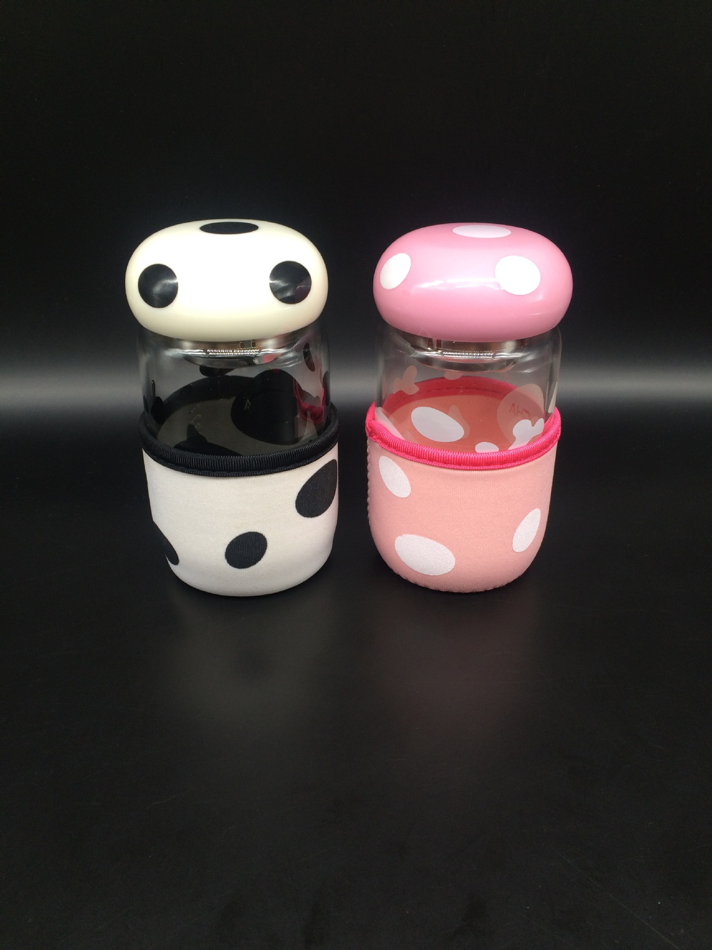 创意蘑菇杯玻璃便携带杯套办公室泡茶杯带过滤网学生普通玻璃水杯