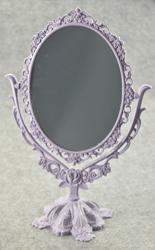 小麦创意化妆镜子复古双面台式镜子新款欧式宿舍美容镜可爱公主镜