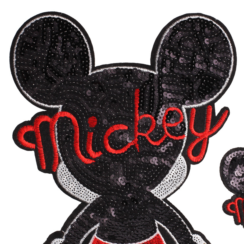 新款大号亮片米老鼠刺绣布贴补丁贴服装辅料包包帽子装饰 不带胶