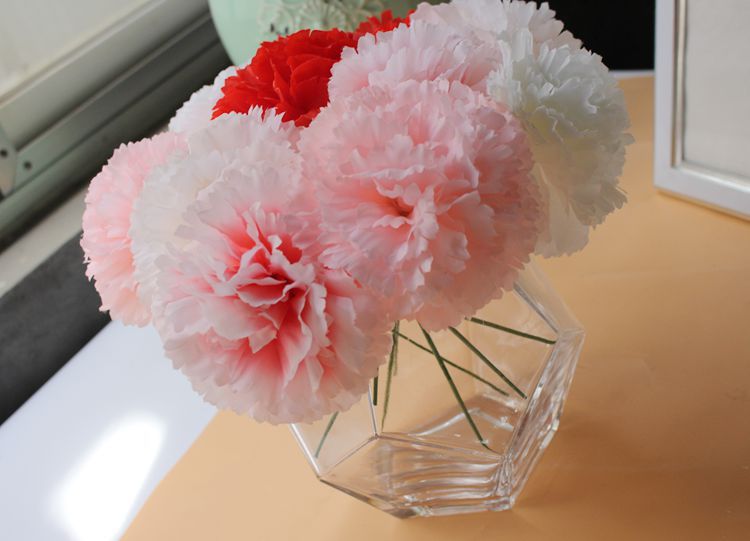 仿真花头绢花假花 康乃馨 婚庆diy手工花艺 拱门花t台花 橱窗装饰