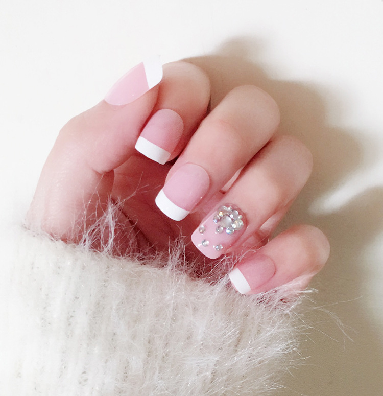 成品美甲24片盒装 法式假指甲 成熟时尚 新娘美甲贴片c64