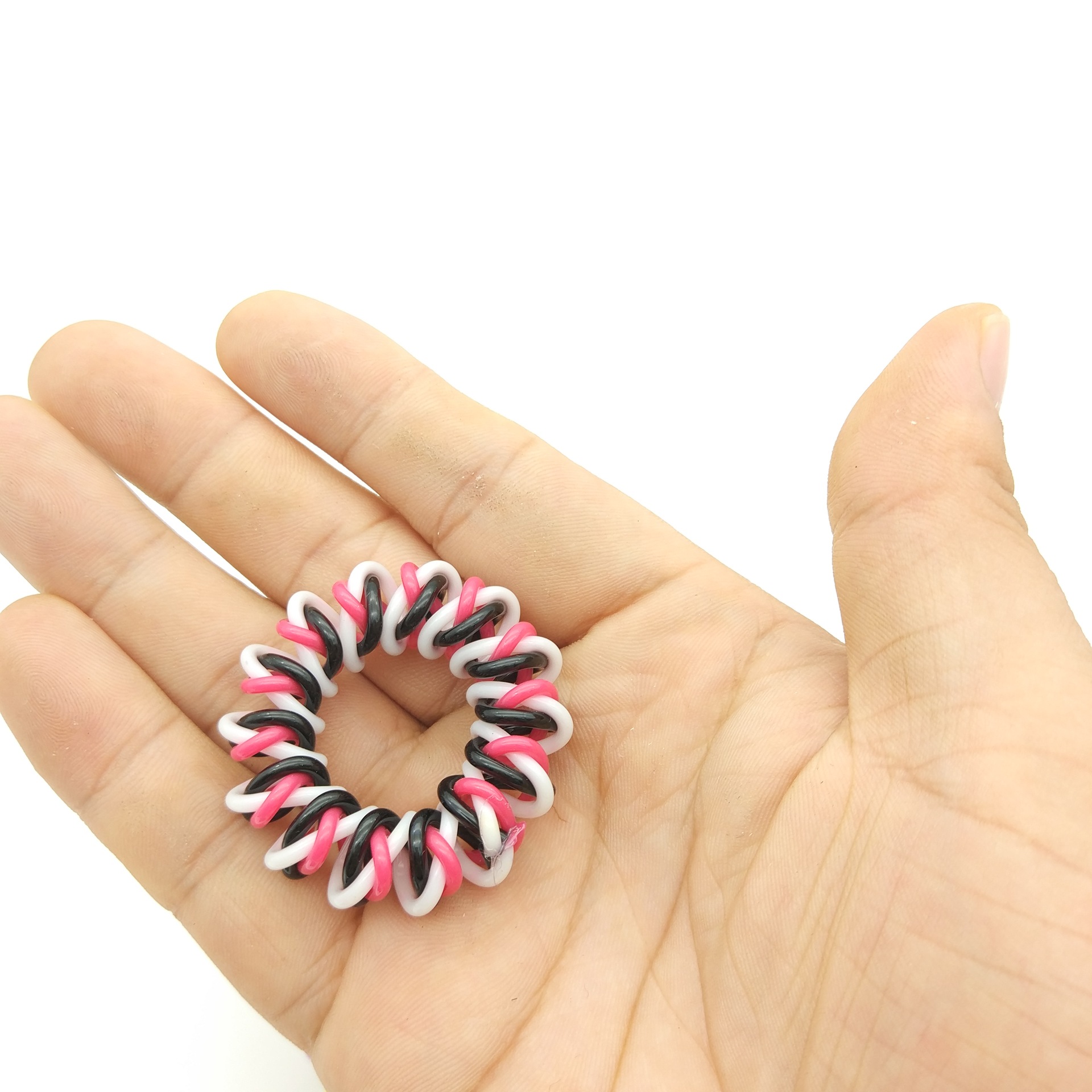 5cm编织彩分电话线发圈头绳皮筋发饰 批发