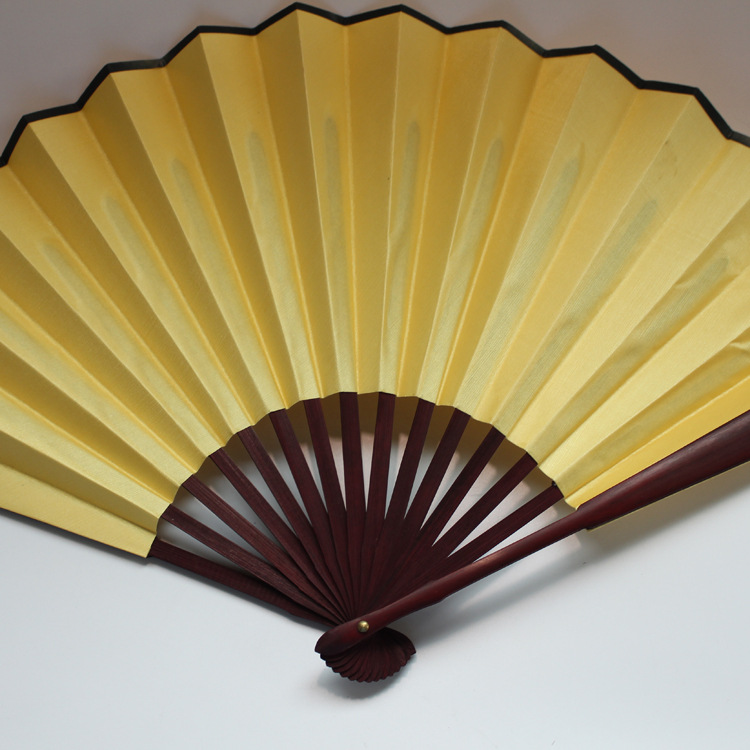 空白纸扇子10寸黄面儿童绘画黄色绢面diy折扇幼儿园手工制作材料