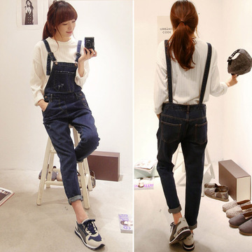 跨境2020春季女装韩版时尚显瘦牛仔背带裤女宽松百搭连体裤