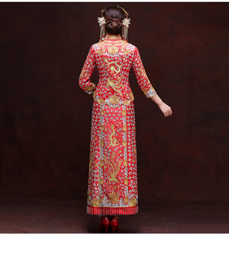 2017新品唐装秀合服新娘中式嫁衣凤装结婚喜服 敬酒服批发