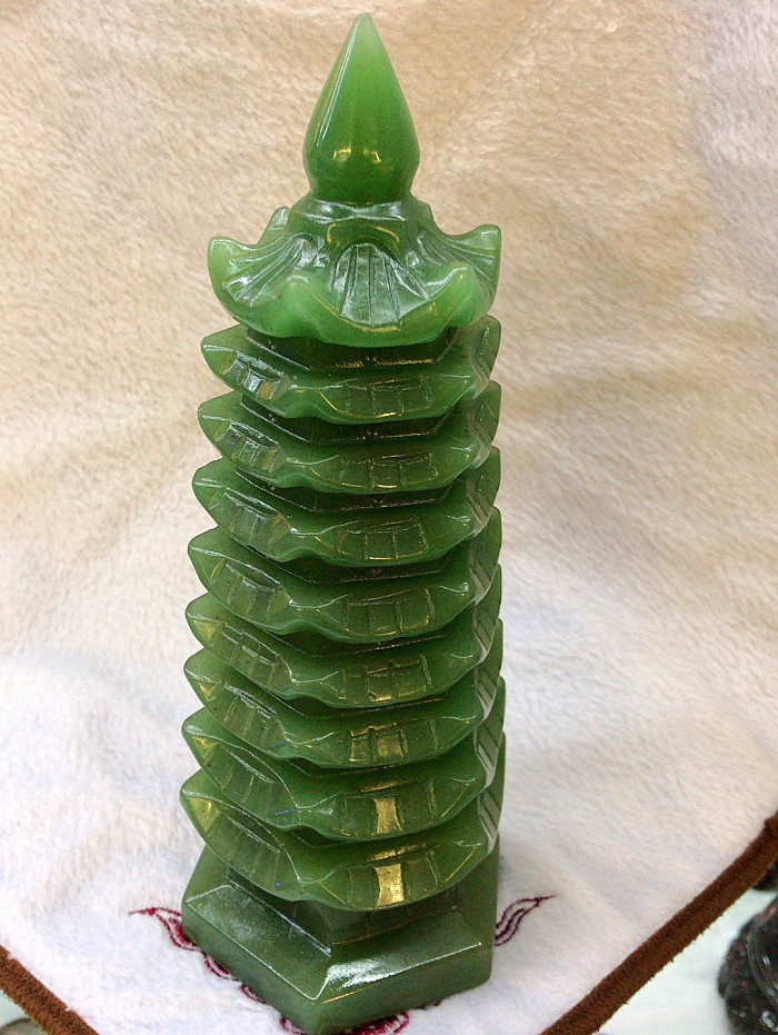 天然东陵玉文昌塔摆件绿水晶文昌塔雕件文峰塔风水摆件益智助学